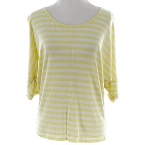 Express womens top size XS white yellow striped 3/4 sleeve dolman vintage 2000s